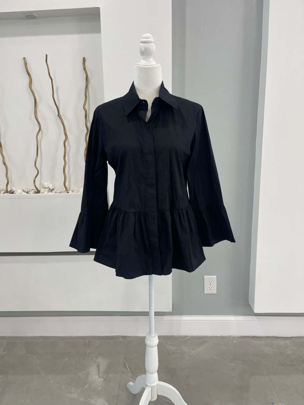 Black Label Black Peplum Button-Up Tunic